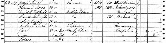 Ephraim Morse 1860 census page 1